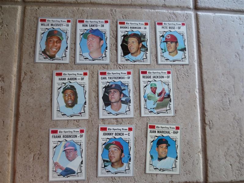 (10) different 1970 Topps Sporting News Baseball Cards of Hall of Famers in great condition!