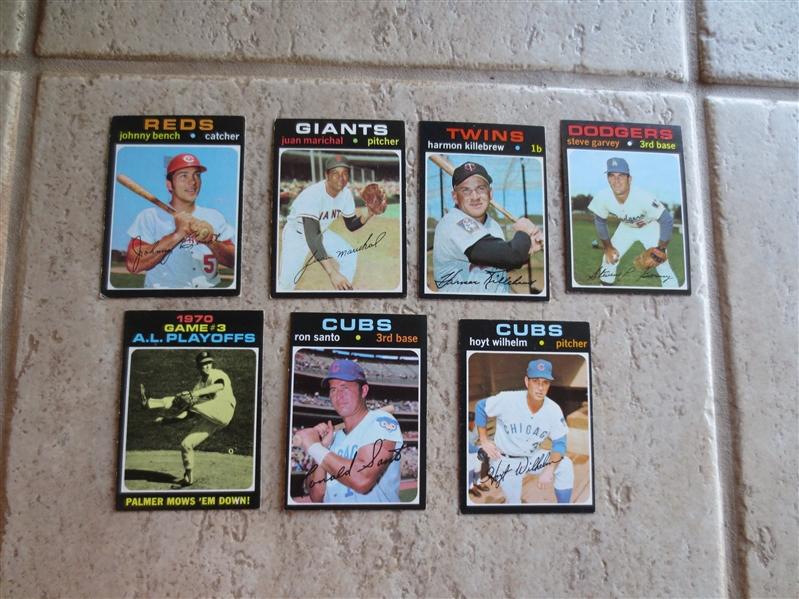 (7) 1971 Topps Superstar Baseball Cards in varying condition including Bench and Garvey rookie