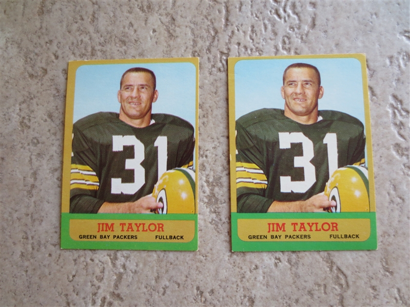 (2) 1963 Topps Football Cards of Hall of Famer Jim Taylor in Beautiful Condition