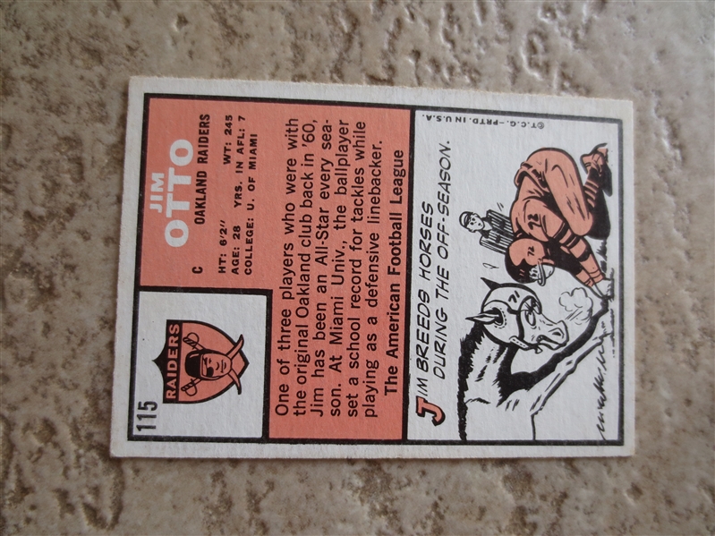 1966 Topps Football Card of Hall of Famer Jim Otto in great condition