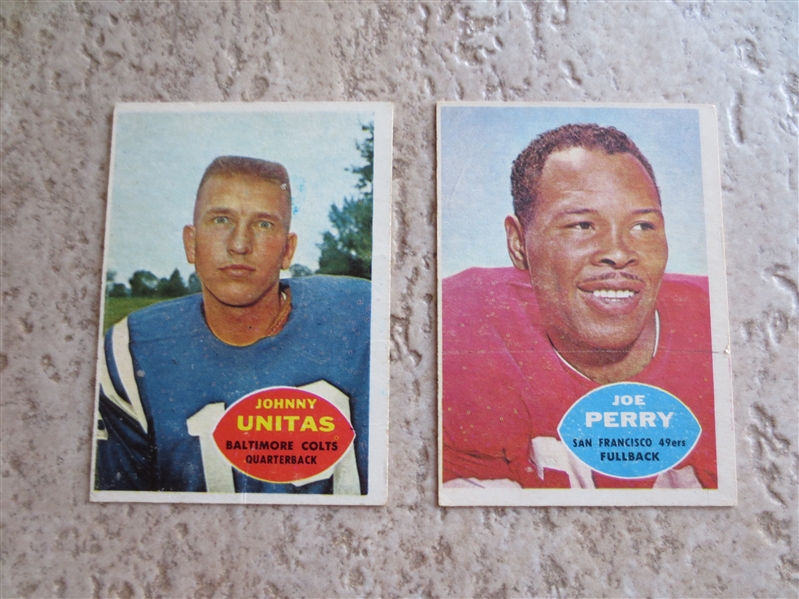 1960 Topps Football Cards of Johnny Unitas and Joe Perry