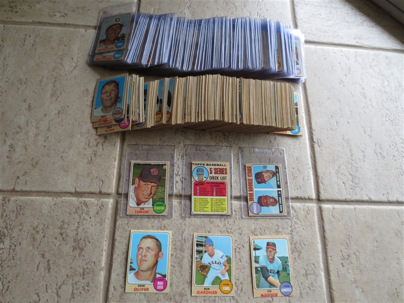 (450+) 1968 Topps Baseball Cards with no superstars in very nice condition