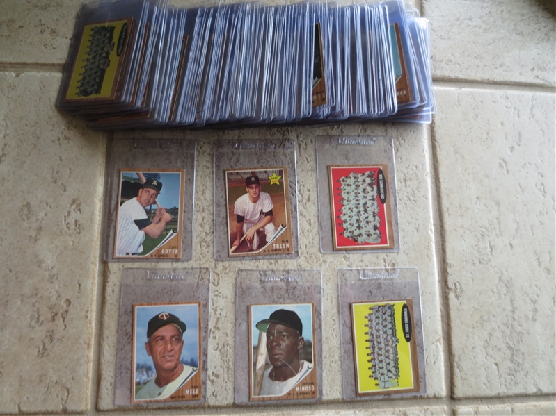 (140+) 1962 Topps Baseball Cards with no superstars and some duplicates