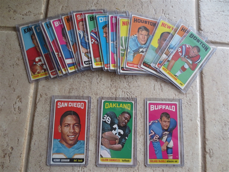 (20) different 1965 Topps Football Cards in very nice condition