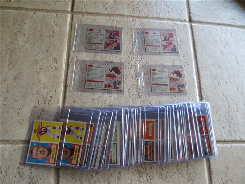 (75) 1957 Topps Football Cards with duplication including Em Tunnell in very nice condition