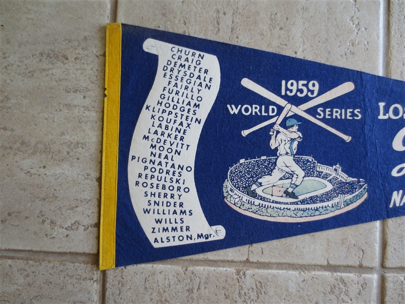 1959 World Series Scroll Pennant Los Angeles Dodgers National League Champs 29.5