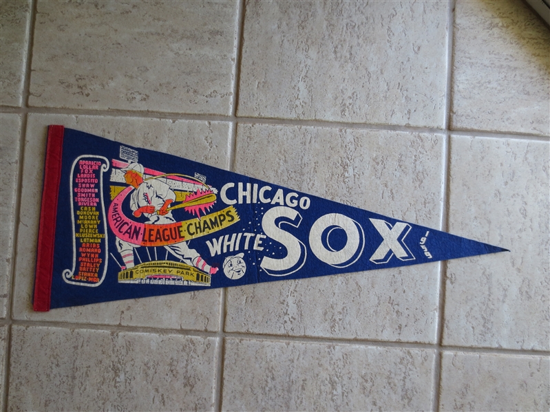 1959 Chicago White Sox Scroll Pennant American League Champs 29.5