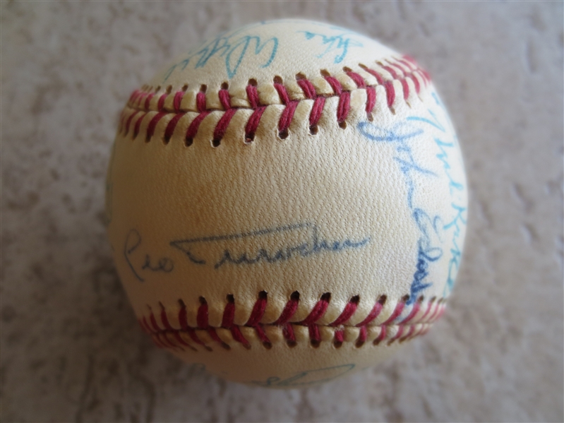 Autographed 1972 Houston Astros Signed Baseball with 27 signatures including Durocher, Wynn, Dierker, Watson, Don Wilson, Forsch
