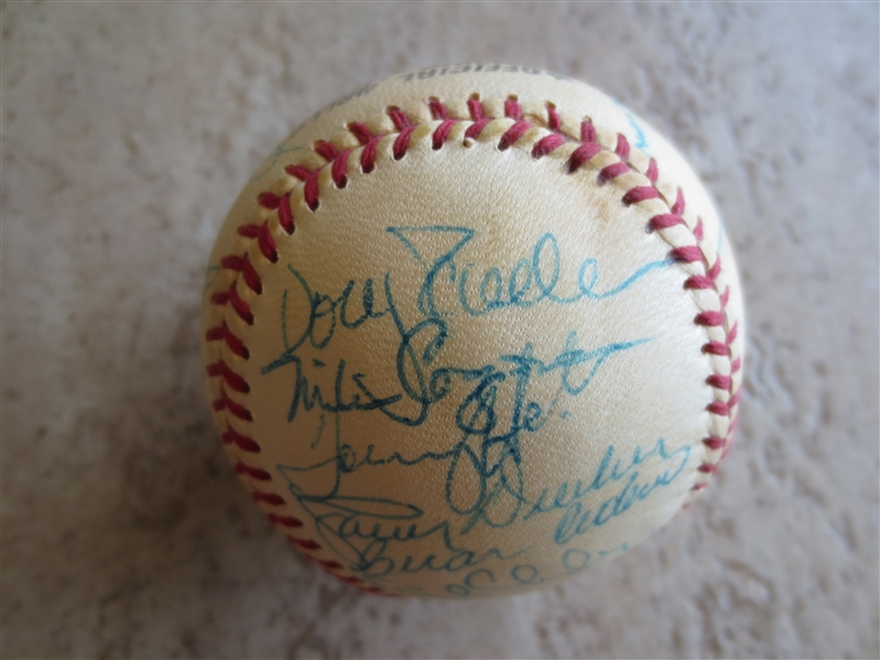 Autographed 1972 Houston Astros Signed Baseball with 27 signatures including Durocher, Wynn, Dierker, Watson, Don Wilson, Forsch