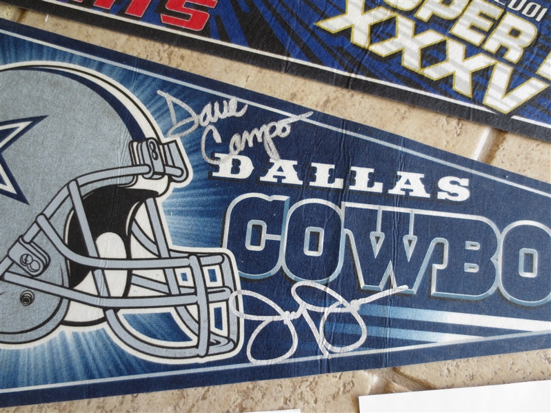 Autographed Dallas Cowboys Pennant signed by Jerry Jones and Dave Campo with authentication
