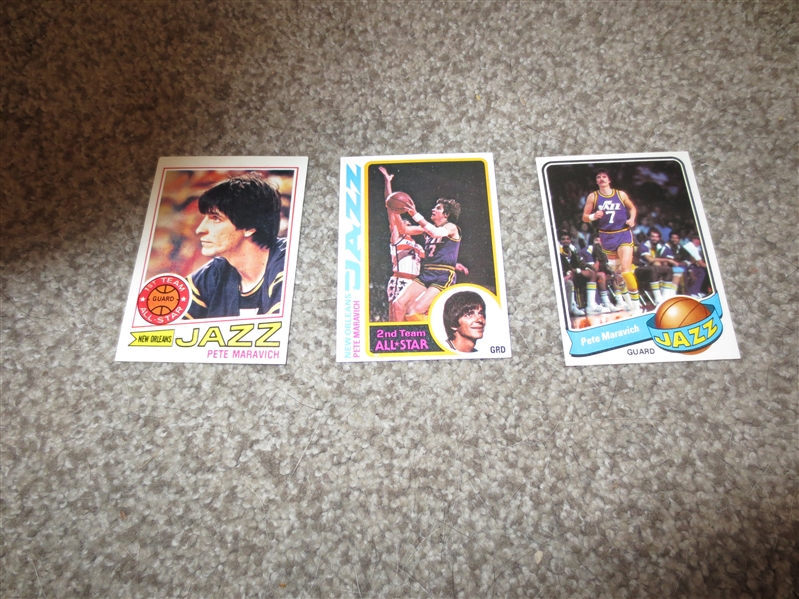 (3) different Pete Maravich Basketball Cards in great condition!