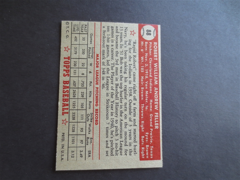 1952 Topps Bob Feller baseball card #88 in beautiful condition PSA?
