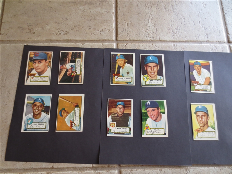 (10) different 1952 Topps baseball cards in nice shape but all off center including Dale Mitchell