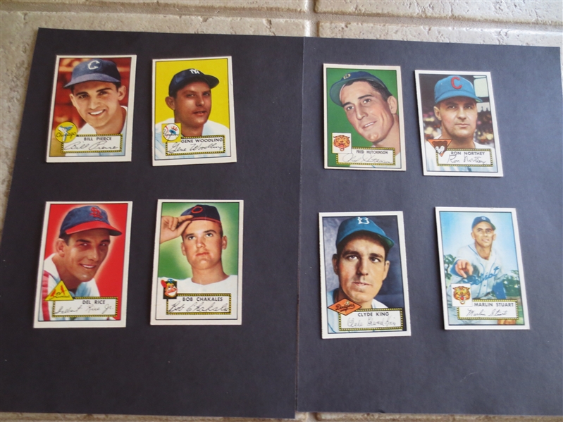 (7) different 1952 Topps baseball cards including Bill Pierce in Beautiful Condition!