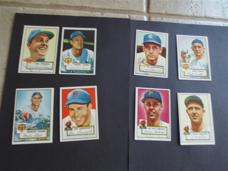 (8) 1952 Topps Baseball Cards including Erskine and Garagiola in very nice condition!