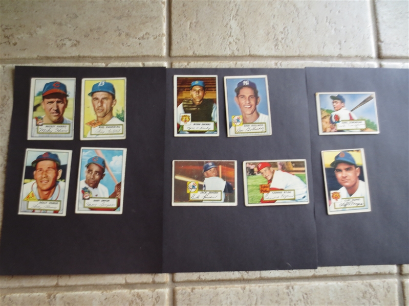 (10) different 1952 Topps Baseball cards in affordable condition including Jackie Jensen