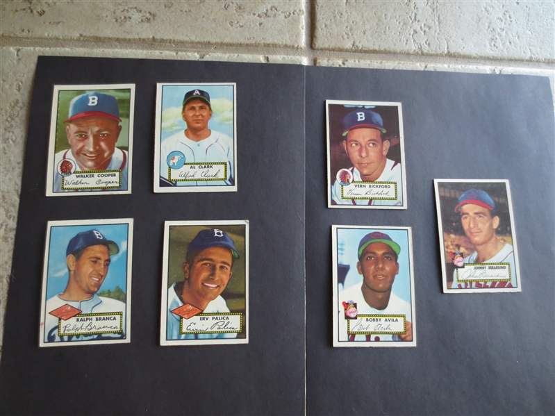 (7) 1952 Topps Baseball Cards #251-#310 with Ralph Branca in nice condition