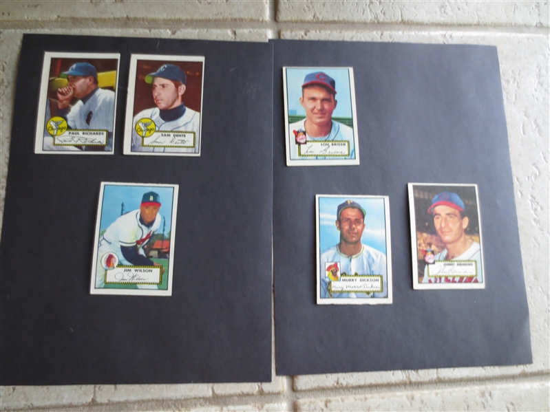 (6) 1952 Topps Baseball Cards #251-#310 in nice condition with Paul Richards