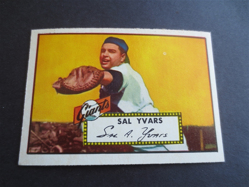 1952 Topps Sal Yvars High Number #338 Baseball Card in beautiful condition!
