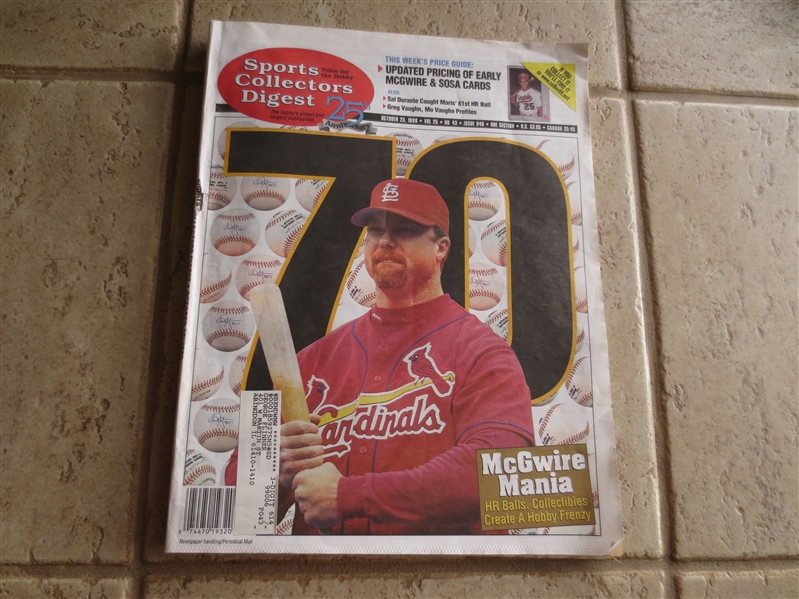 October 23, 1998 issue of Sports Collectors Digest with Mark McGwire cover
