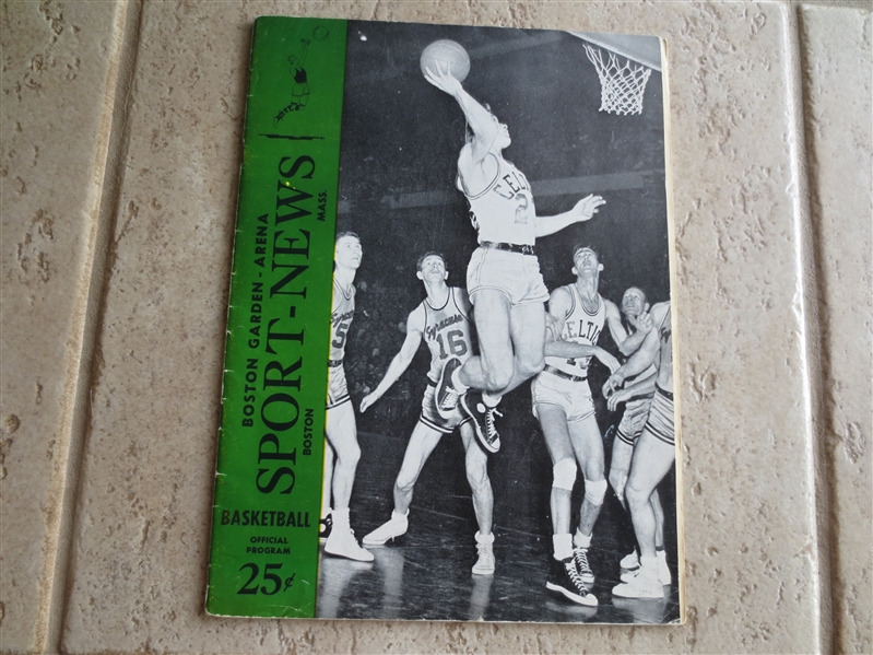 1952 Minneapolis Lakers at Boston Celtics basketball program with Cousy, Sharman, Mikan and Pollard