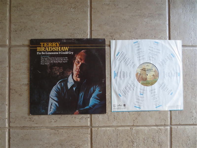 1976 Terry Bradshaw Record Album I'm So Lonesome I Could Cry  Neat!