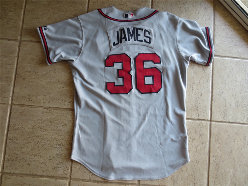 Atlanta Braves Game Worn (?) Jersey James #36 made by Majestic  Tagged 46 05 S1