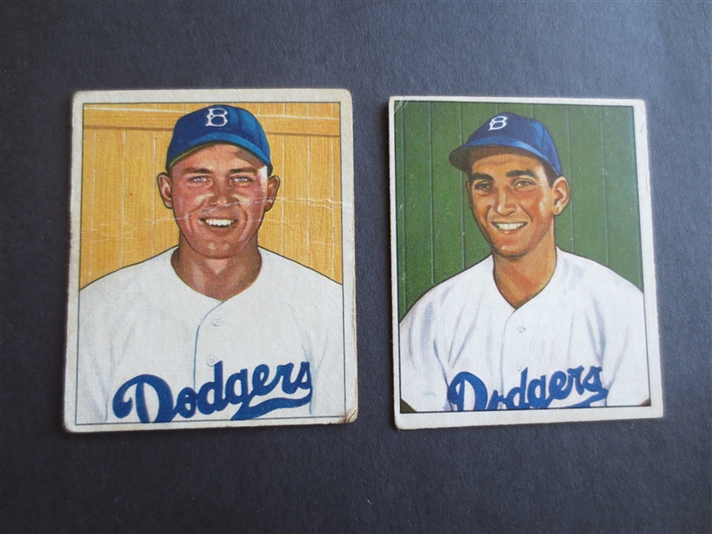 1950 Bowman Gil Hodges and Ralph Branca Baseball Cards in Affordable Condition