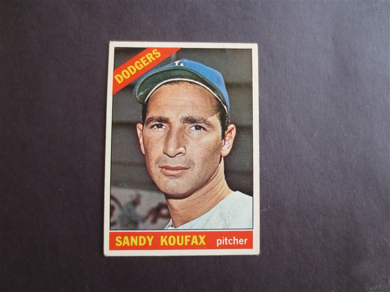 1966 Topps Sandy Koufax Baseball Card #100 in affordable  condition.