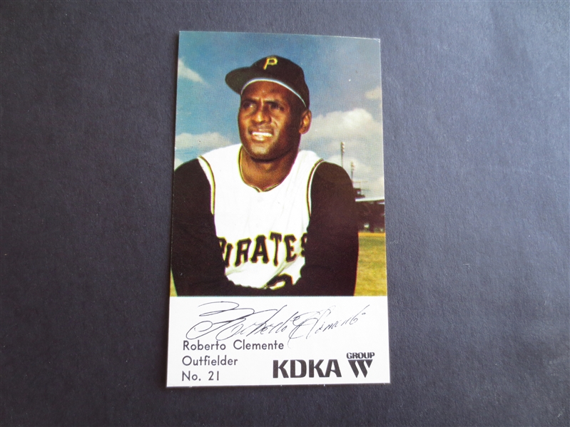 1968 KDKA Group Roberto Clemente Pittsburgh Pirate Baseball Card in Beautiful Condition