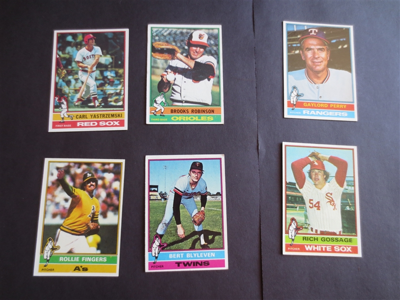 (6) 1976 Topps Hall of Famer Baseball Cards in nice shape
