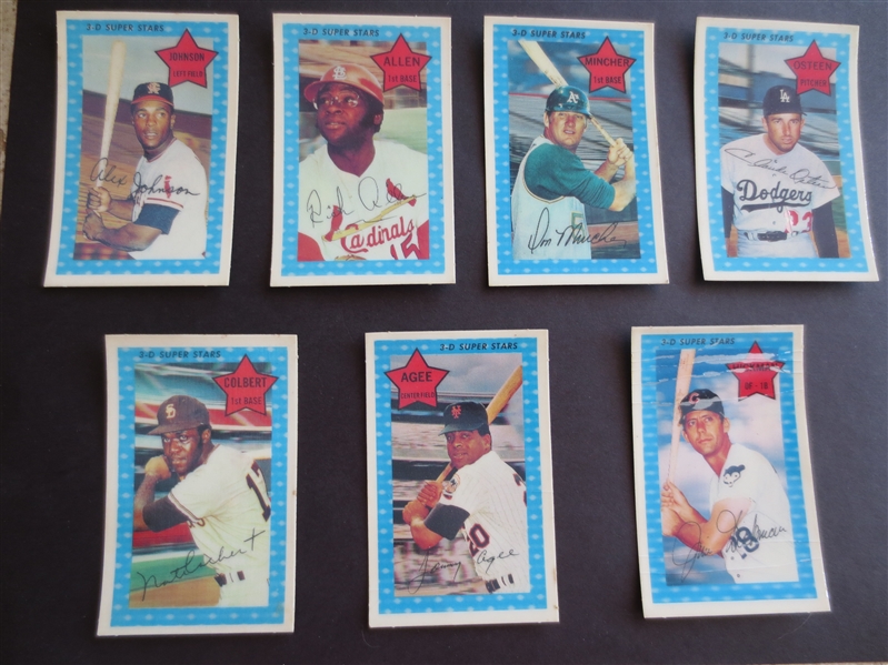 (7) 1971 Kellogg's 3D Baseball Cards--all commons--most in nice condition