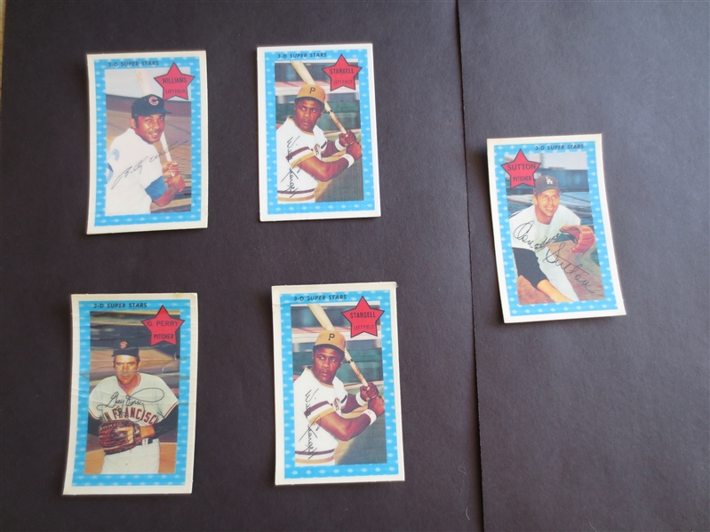 (5) 1971 Kellogg's 3D Hall of Famer Baseball Cards:  (2) Stargell, Williams, Perry, Sutton