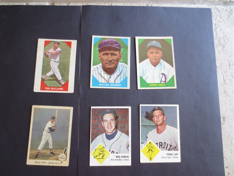 (6) different 1959-63 Fleer Baseball Cards in assorted condition---Foxx and Johnson are best