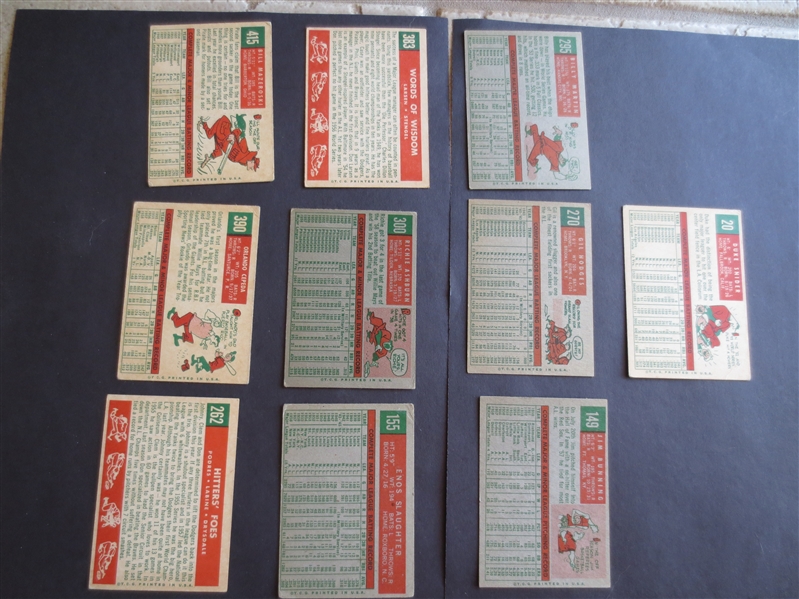 (10) 1959 Topps Superstar Baseball Cards including Duke Snider and Gil Hodges