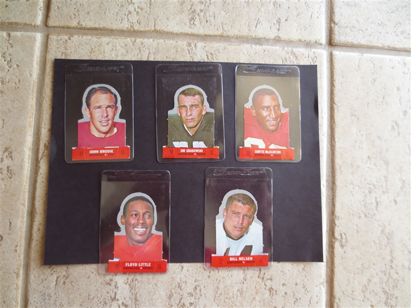(5) 1968 Topps Stand-Ups Football Cards Punched including Brodie and Little