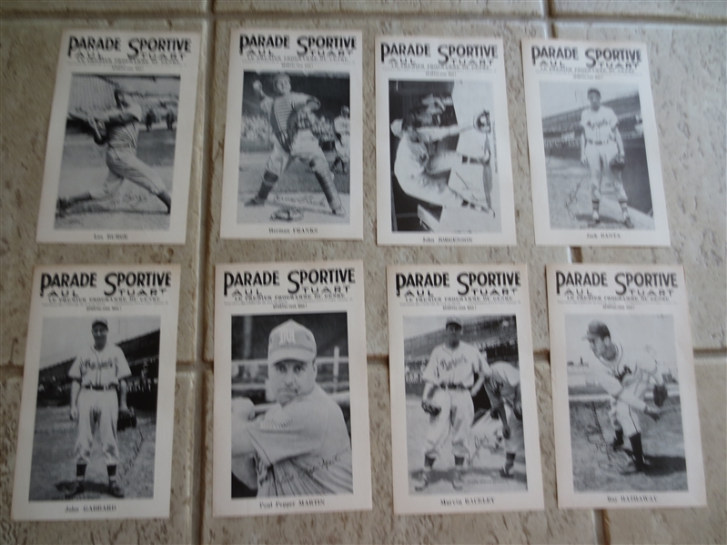 (8) different Parade Sportive French Baseball Photos of Players including Pepper Martin and Herman Franks
