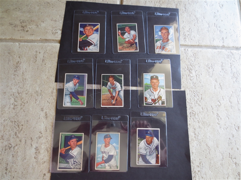 (9) different 1952 Bowman Baseball Cards---all commons, no high numbers