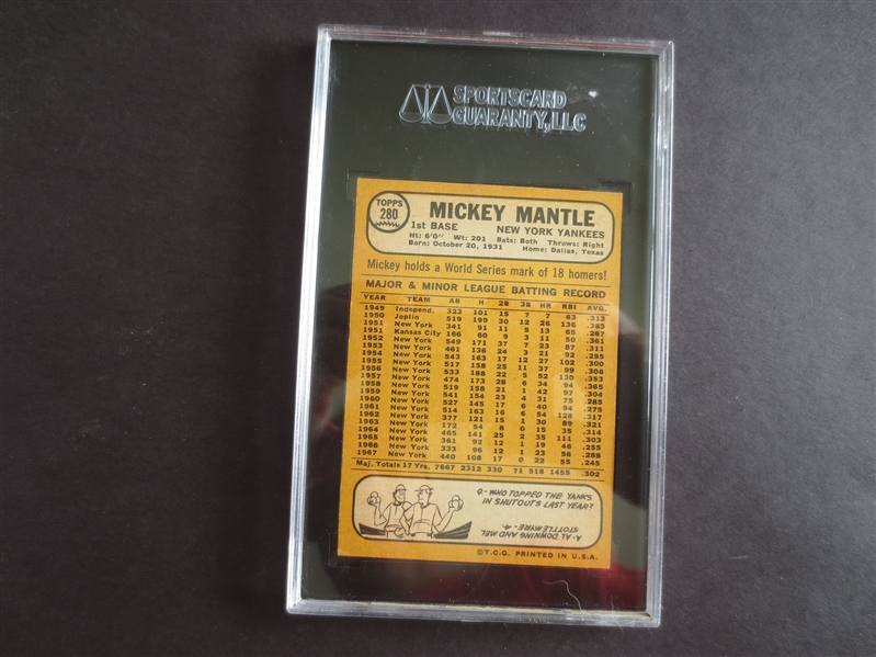 1968 Topps Mickey Mantle SGC 70 ex+ baseball card #280