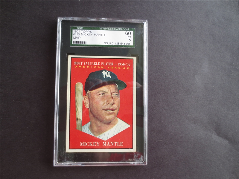 1961 Topps Mickey Mantle MVP SGC 60 ex baseball card #475