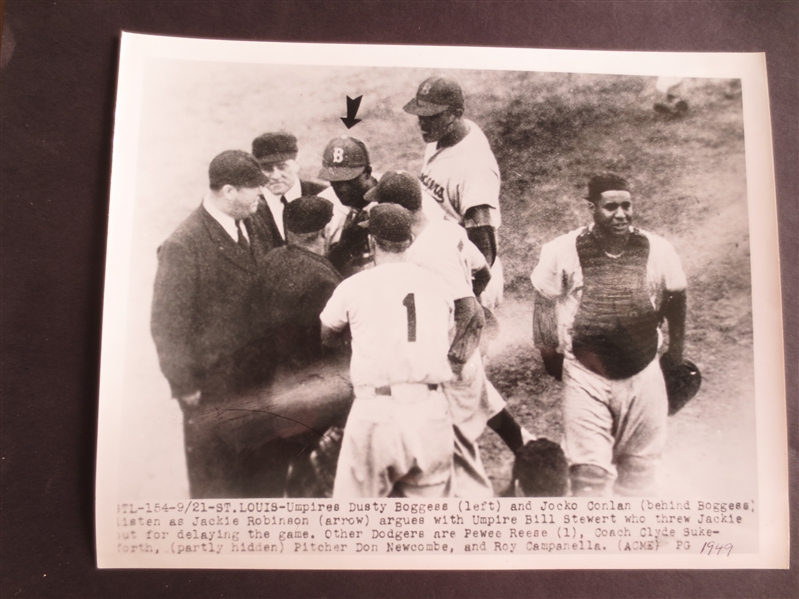 1949 Acme Telephoto Jackie Robinson Thrown Out of Game