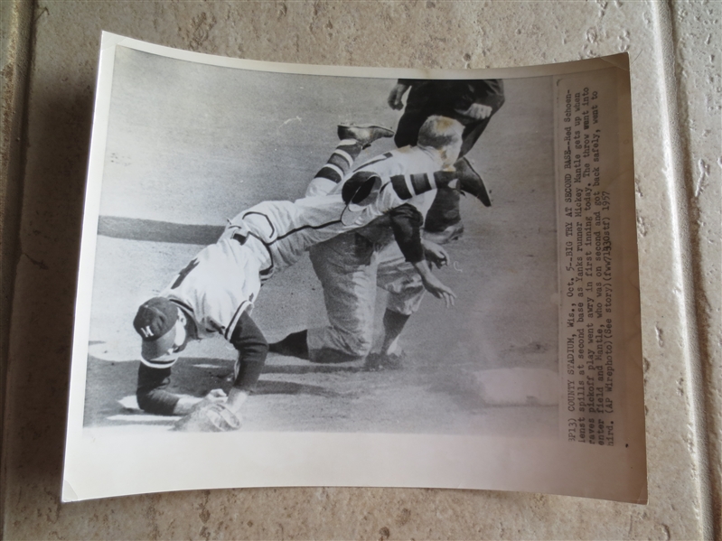 1957 Mickey Mantle Wire Photo During World Series