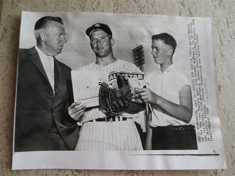 1956 Mickey Mantle AP Wire photo at AQll Star Game