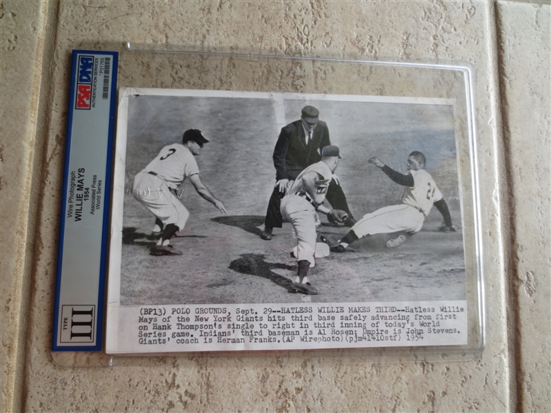 1954 World Series PSA/DNA Willie Mays Associated Press Wire Photo