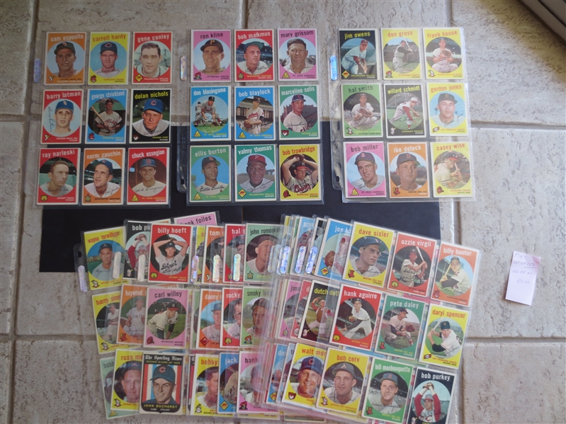 (155) 1959 Topps Baseball cards with no stars in overall vg-ex condition