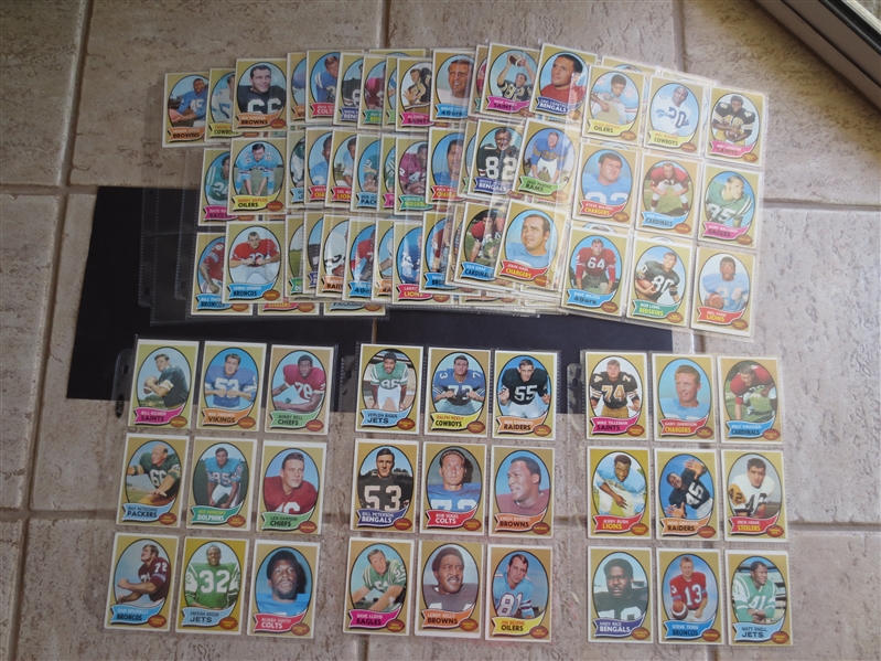 (140) 1970 Topps Football Cards including Superstars like Dawson, Bubba Smith, Bobby Bell, and more
