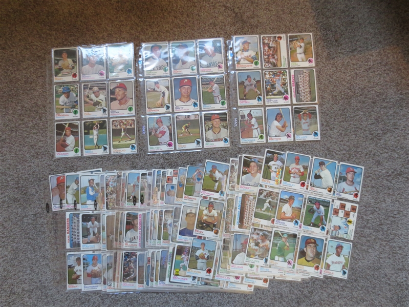 (220) 1973 Topps Baseball Cards with no Hall of Famers in overall ex-mt condition