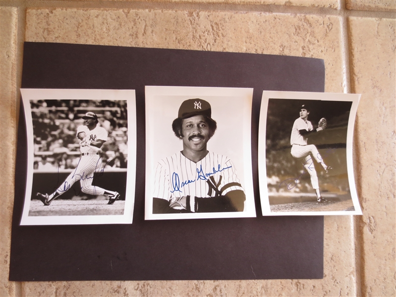 (3) Autographed Photos of Dave Righetti, Don Baylor, and Oscar Gamble  5 x 4