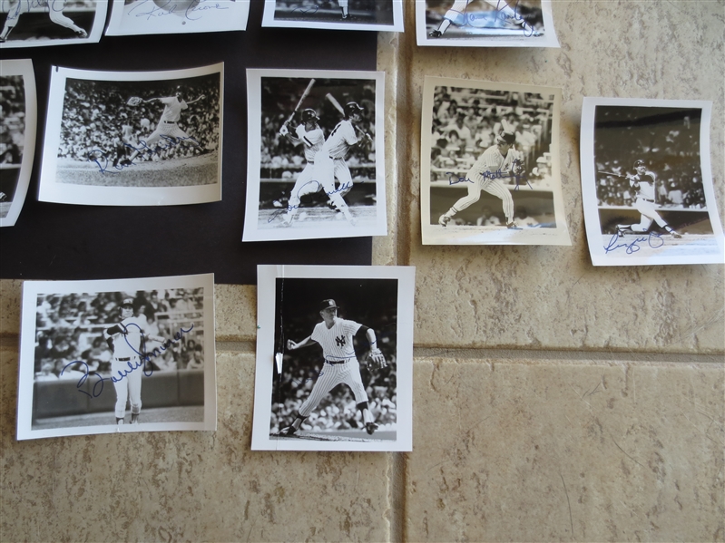 (18) Autographed NY Yankees Photos including Reggie Jackson, Mattingley, Pinella, Niekro, and Guidry