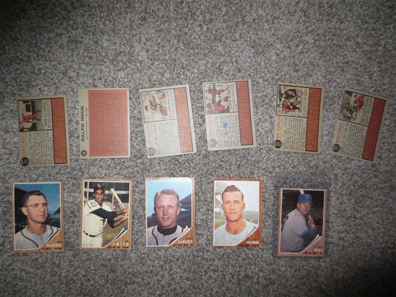 (22) 1962 and 1963 Topps baseball cards including Ashburn, Harper rookie, Podres, and Houk